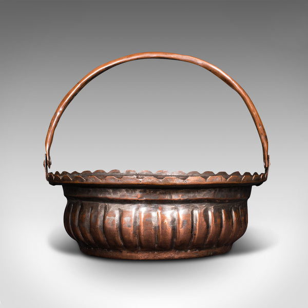 Antique Garden Trug, English, Copper, Basket, Decorative Planter, Victoria, 1880