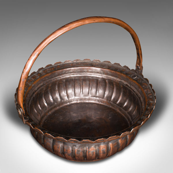 Antique Garden Trug, English, Copper, Basket, Decorative Planter, Victoria, 1880