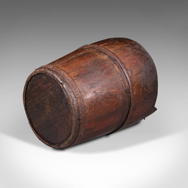 Antique Well Bucket, English, Fruitwood, Wrought Iron, Fireside Bin, Georgian