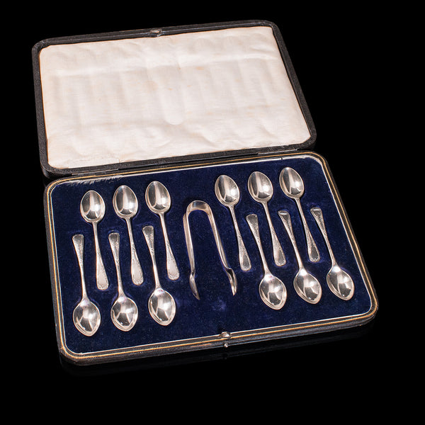 Antique Tea Spoon Service, English, Silver, WS Savage, Sheffield, Hallmark 1917