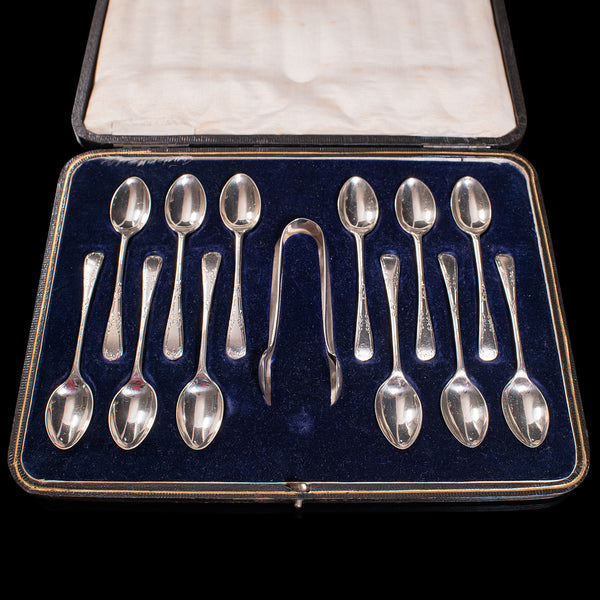 Antique Tea Spoon Service, English, Silver, WS Savage, Sheffield, Hallmark 1917