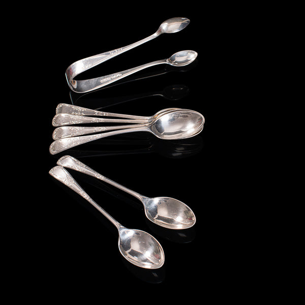 Antique Tea Spoon Service, English, Silver, WS Savage, Sheffield, Hallmark 1917