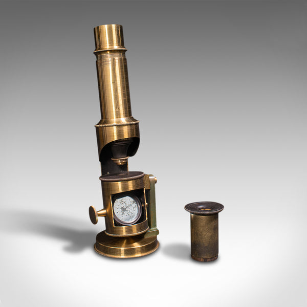 Vintage Scientist's Field Microscope, English, Brass, Pocket Instrument, C.1930