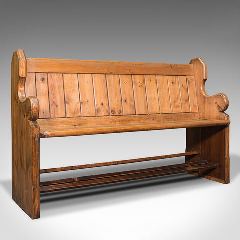 Antique Hallway Bench, English, Pine, Reception, Pew, Ecclesiastic, Victorian