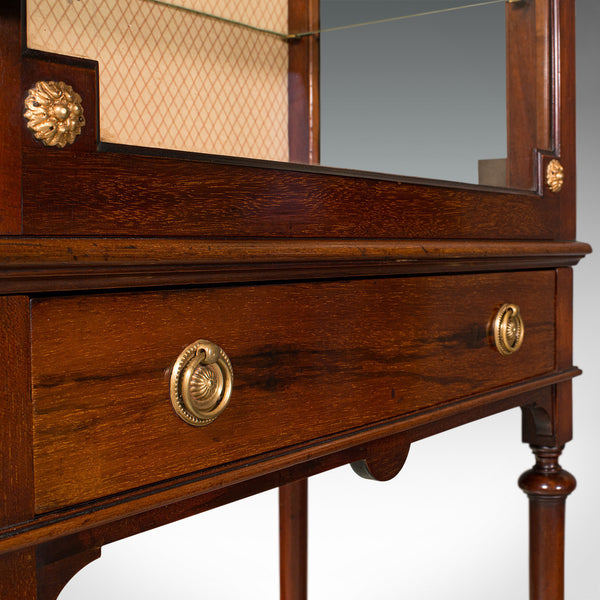 Antique Raised Pier Cabinet, English, Mahogany, Display Case, Edwardian, C.1910