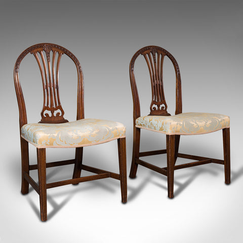 Pair Of, Antique Hepplewhite Revival Side Chairs, English, Seat, Victorian, 1890