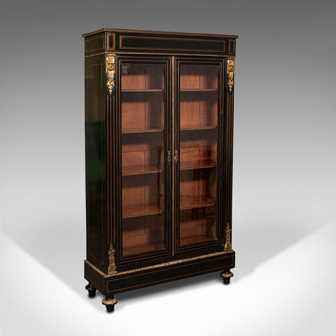 Tall Antique Vitrine Cabinet, English, Display Case, Bookcase, Regency, C.1830