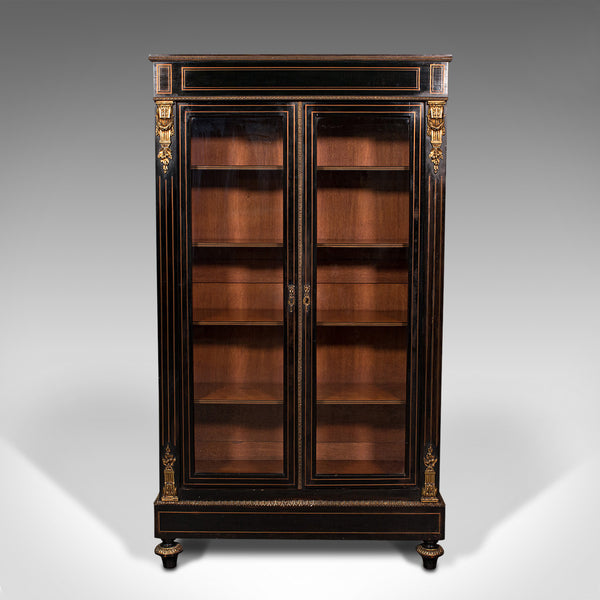 Tall Antique Vitrine Cabinet, English, Display Case, Bookcase, Regency, C.1830