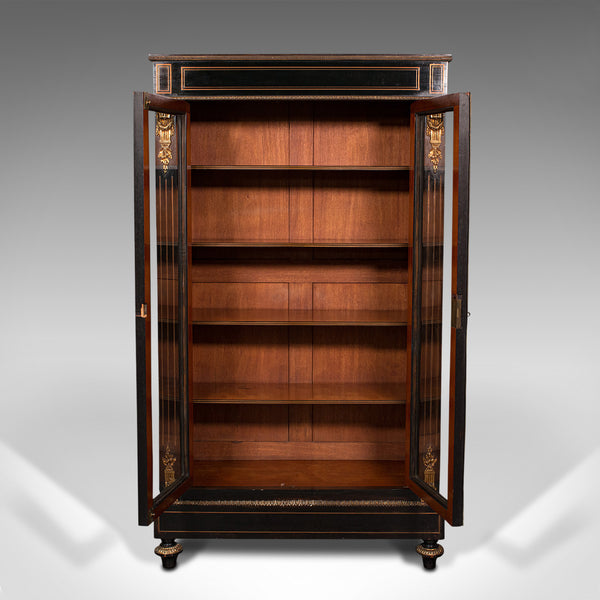 Tall Antique Vitrine Cabinet, English, Display Case, Bookcase, Regency, C.1830