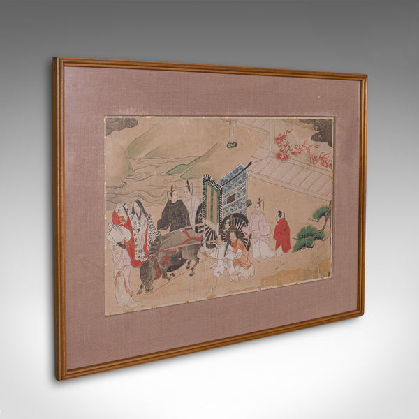 Antique Framed Woodblock Print, Japanese, After Heian, Art, Victorian, C.1900