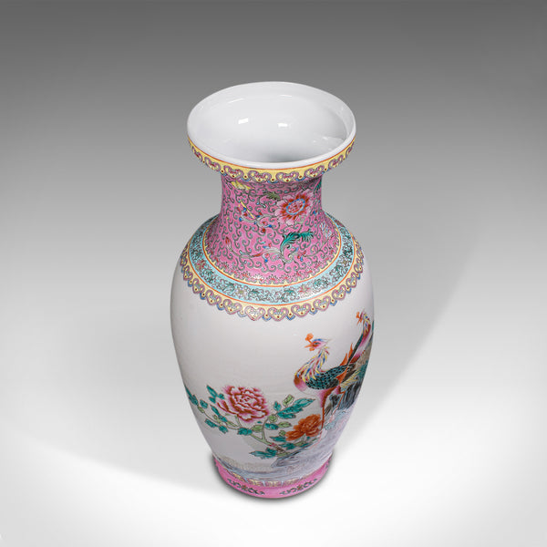 Tall Vintage Peacock Vase, Chinese, Ceramic, Decorative, Baluster Urn, Art Deco