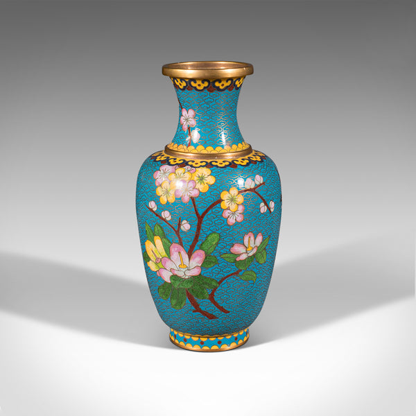 Pair Of Vintage Cloisonne Posy Vases, Chinese, Flower, Baluster, Art Deco, 1940