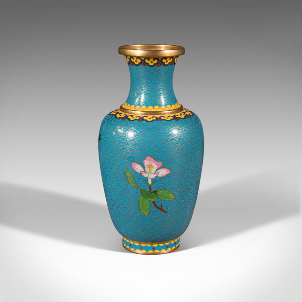 Pair Of Vintage Cloisonne Posy Vases, Chinese, Flower, Baluster, Art Deco, 1940