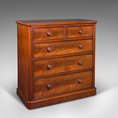 Antique Tallboy, English, Flame, Grand Chest of Drawers, Victorian, Circa 1860