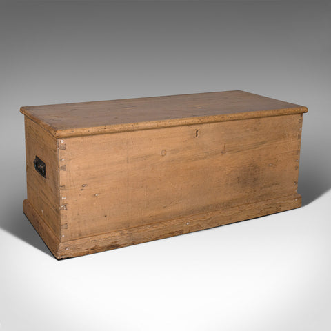 Antique Blanket Box, English, Pine, Chest, Trunk, Victorian, Coffee Table, 1890