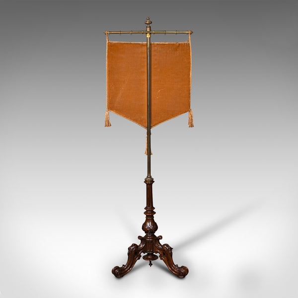 Antique Pendant Pole Screen, English Walnut, Fireside, Decorative Stand, Regency