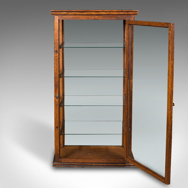 Antique Cigar Display Cabinet, English, Oak, Retail, Shop, Countertop, Edwardian