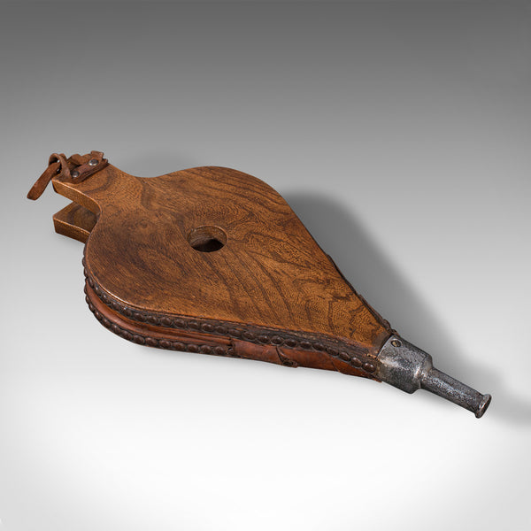 Set of Antique Fireside Bellows, English, Elm, Leather, Fireplace, Victorian