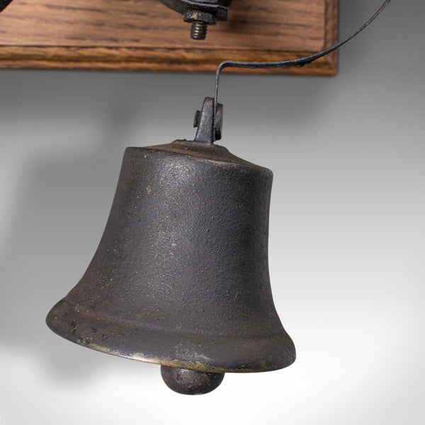 Set Of Antique Servant's Bells, English, Cast Iron, Oak, Butler, Victorian, 1860
