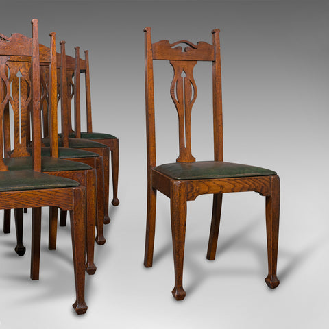 Set Of 6 Antique Dining Chairs, English, Arts & Crafts, Liberty, Victorian, 1900