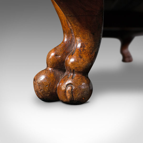 Antique Fireside Foot Rest, English, Walnut, Kneeling, Gout Stool, Mid Victorian