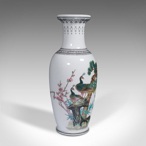 Vintage Decorative Posy Vase, Chinese, Ceramic Flower Urn, Peacock Motif, C.1960