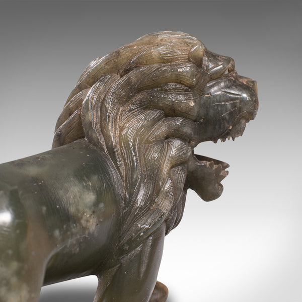 Small Antique Carved Lion, Chinese, Jade, Decorative Animal Figure, Victorian