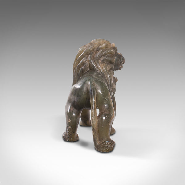 Small Antique Carved Lion, Chinese, Jade, Decorative Animal Figure, Victorian