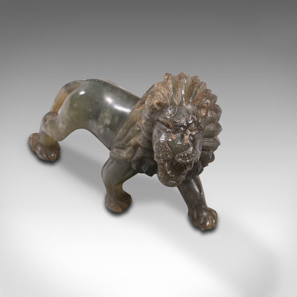 Small Antique Carved Lion, Chinese, Jade, Decorative Animal Figure, Victorian