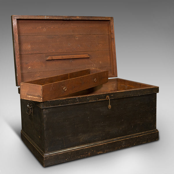 Antique Shipwright's Chest, English, Pine, Maritime, Tool Trunk, Victorian, 1900