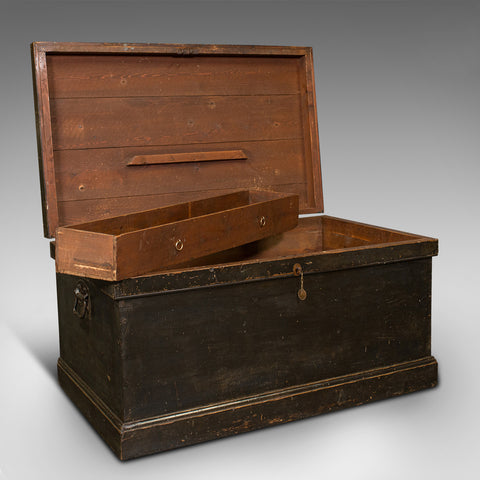 Antique Shipwright's Chest, English, Pine, Maritime, Tool Trunk, Victorian, 1900