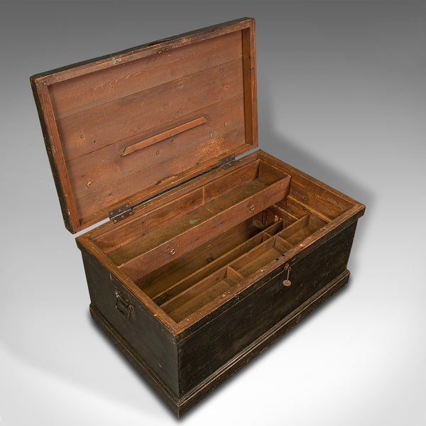 Antique Shipwright's Chest, English, Pine, Maritime, Tool Trunk, Victorian, 1900