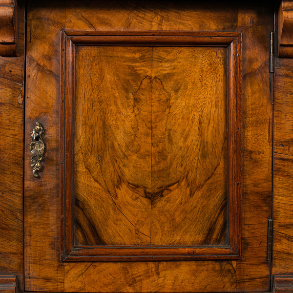 Small Antique Apprentice Cabinet, English, Burr Walnut, Wall Cupboard, Victorian