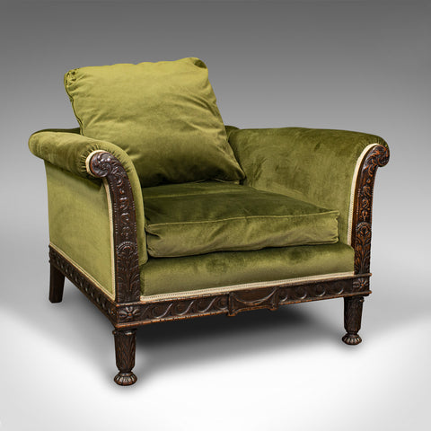 Antique Lounge Arm Chair, English, Club Seat, Armchair, Victorian, Circa 1880