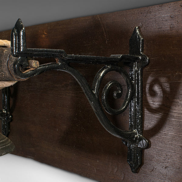 Antique Mounted School Bell, English, Bronze, Oak, Pine, Georgian, Circa 1800