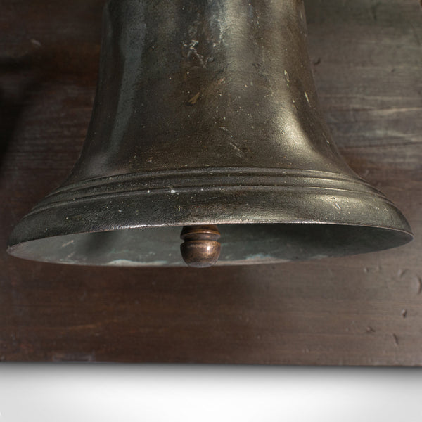 Antique Mounted School Bell, English, Bronze, Oak, Pine, Georgian, Circa 1800