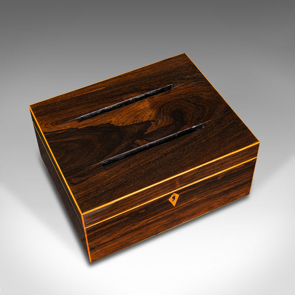 Antique Ballot Box, English, Rosewood, Inlaid, Voting, Post, Victorian, C.1900