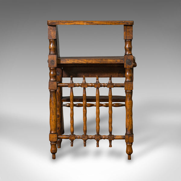 Set Of Antique Metamorphic Library Steps, English, Oak, Folding Chair, Georgian