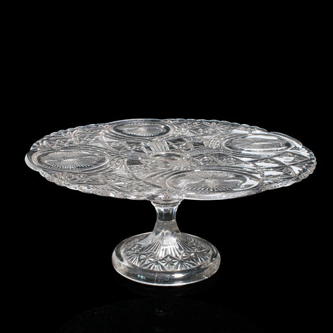 Vintage Cake Stand, French, Cut Glass, Afternoon Tea Serving Platter, Circa 1950