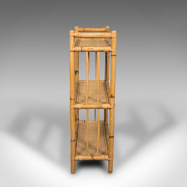 Vintage Display Stand, Italian, Bamboo, Rattan, Open Shelves, Book Rack, C.1970