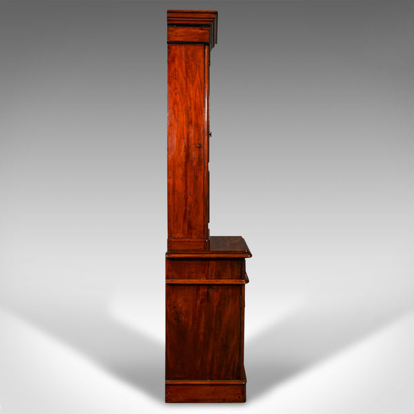 Tall Antique Bookcase Cabinet, English, Slim Display Case, Victorian, Circa 1860