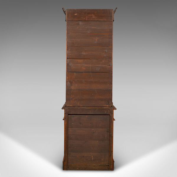 Tall Antique Bookcase Cabinet, English, Slim Display Case, Victorian, Circa 1860