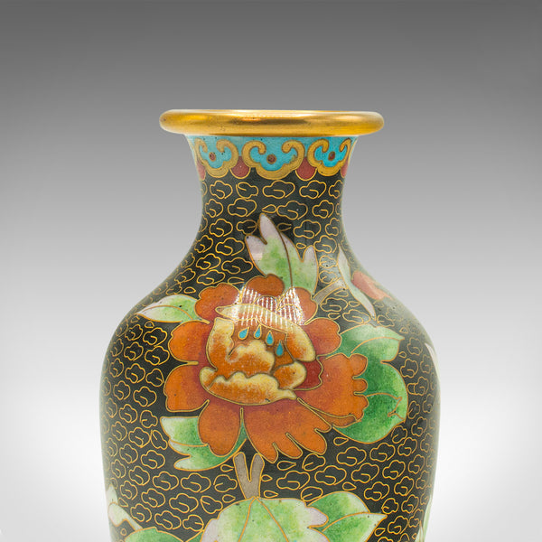 Pair Of Small Vintage Cloisonne Posy Vases, Japanese, Ceramic, Flower, Art Deco
