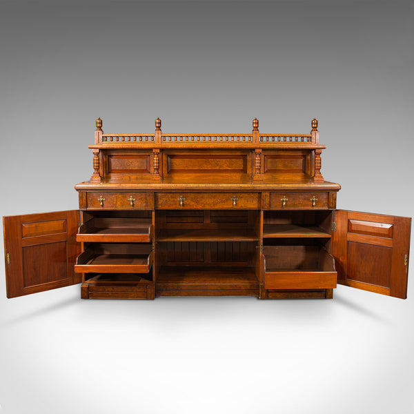 Large Antique Grand Sideboard, Scottish, Oak, Buffet Cabinet, Victorian, C.1860