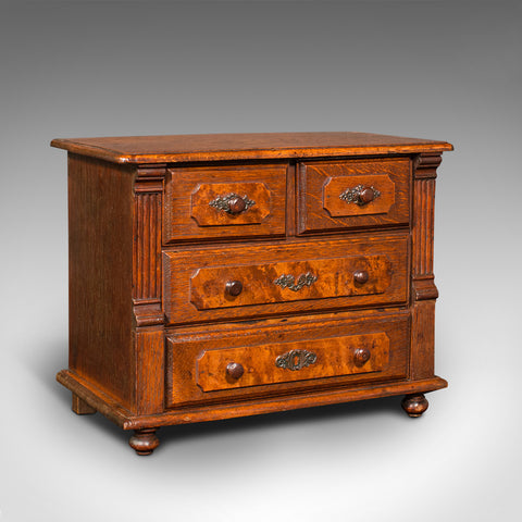 Small Antique Apprentice Chest Of Drawers, English, Oak, Decorative, Georgian