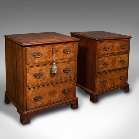 Pair Of Antique Chest of Drawers, Walnut, Bedside Cabinet, Nightstand, Victorian