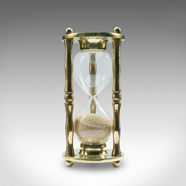 Vintage Egg Timer, English, Brass, Glass, 3 Minute Sand Countdown, Mid Century