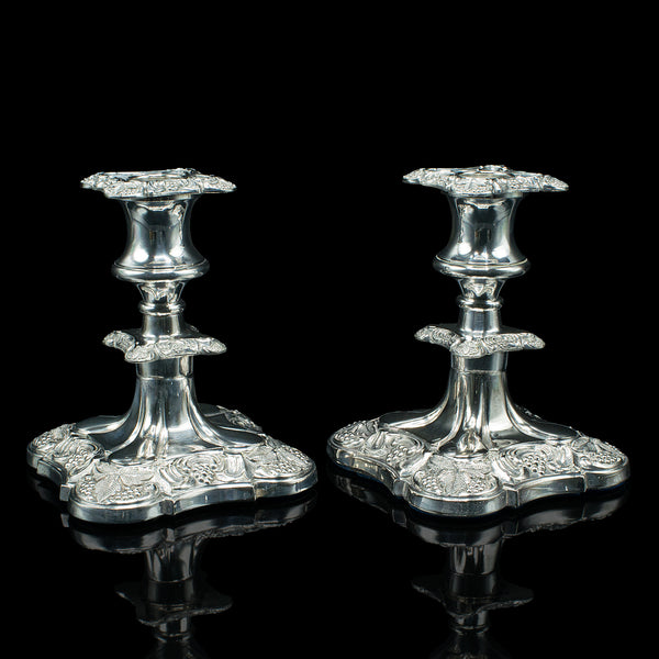 Pair Of Antique Candlesticks, Silver Plate, Decorative, Candle Holder, Victorian