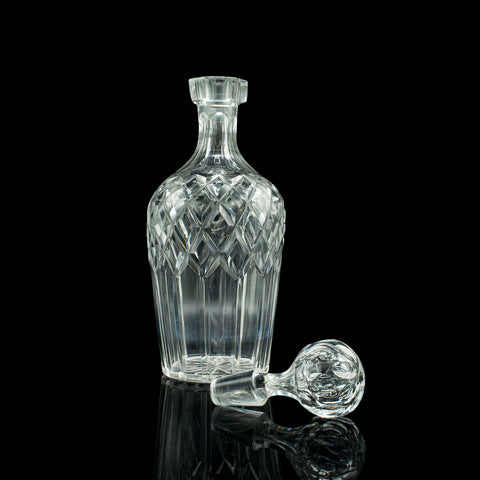 Vintage Whiskey Decanter, English, Cut Glass, Decorative, Scotch Vessel, C.1960