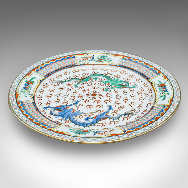 Vintage Display Plate, Chinese, Ceramic, Serving Dish, Art Deco, Dragons, C.1930